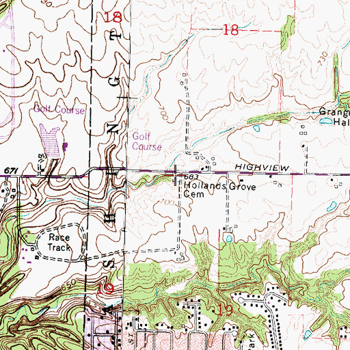 Topographic Map of Holland's Grove Cemetery, IL
