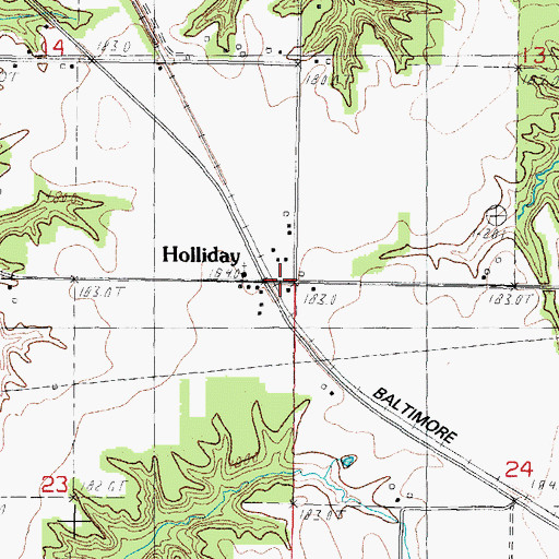 Topographic Map of Holliday, IL