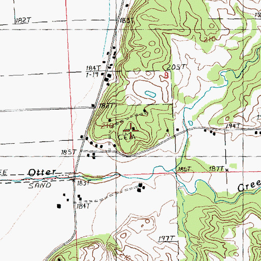 Topographic Map of Hollinshead Cemetery, IL