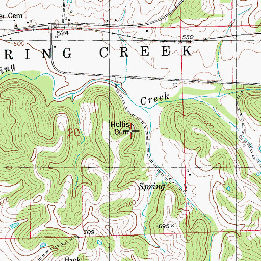 Topographic Map of Hollis Cemetery, IL