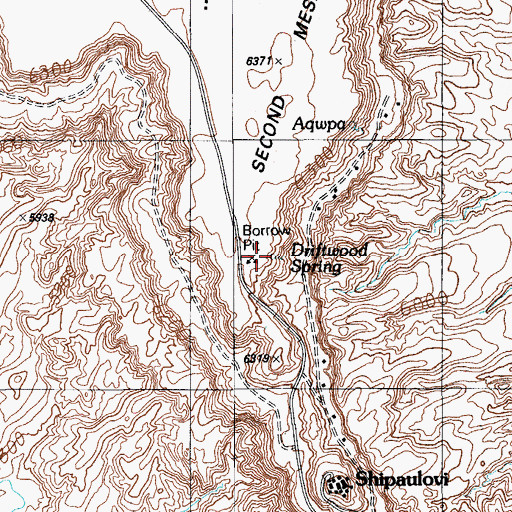 Topographic Map of Driftwood Spring, AZ