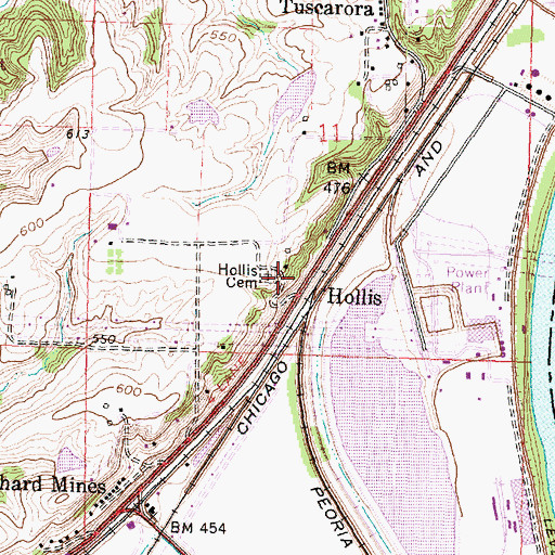 Topographic Map of Hollis Cemetery, IL