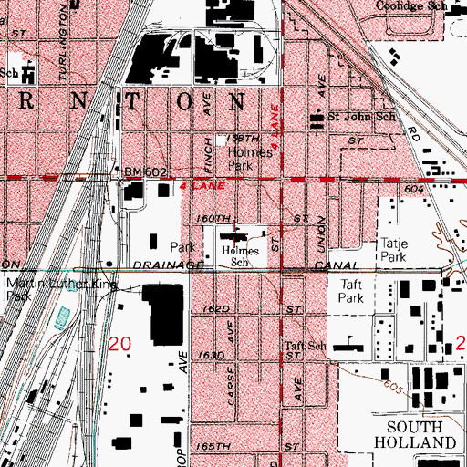 Topographic Map of Holmes School, IL