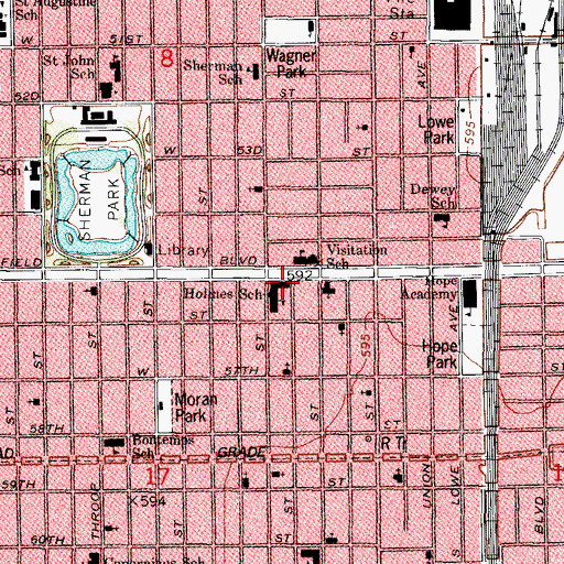 Topographic Map of Holmes Elementary School, IL