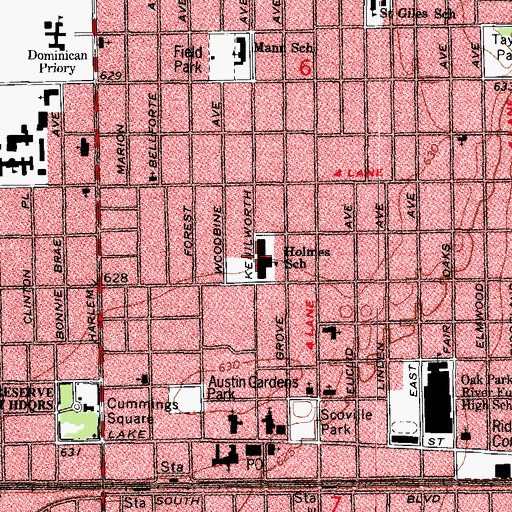 Topographic Map of Oliver W Holmes Elementary School, IL
