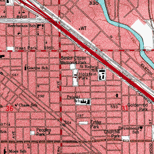 Topographic Map of Holstein Park, IL