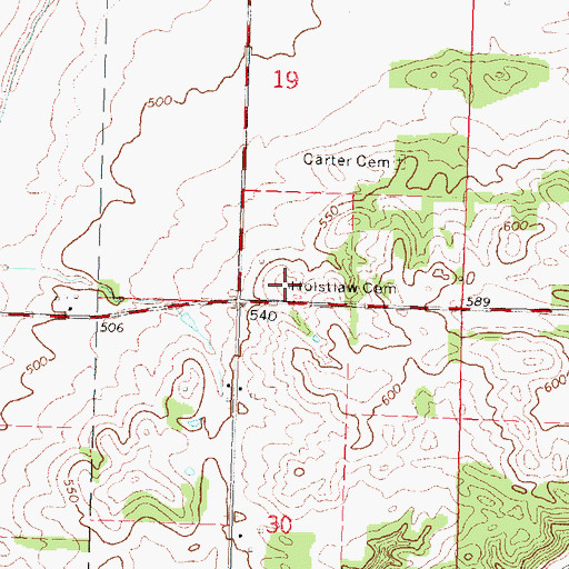 Topographic Map of Holstlaw Cemetery, IL