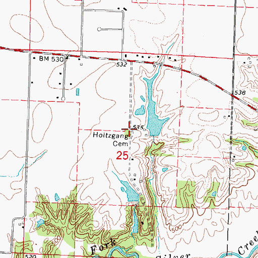 Topographic Map of Holtzgang Cemetery, IL