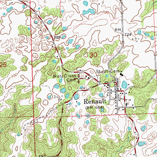 Topographic Map of Holy Cross Cemetery, IL