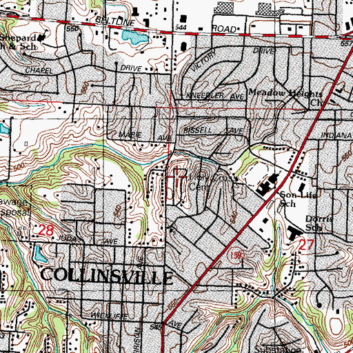 Topographic Map of Holly Cross Lutheran Cemetery, IL