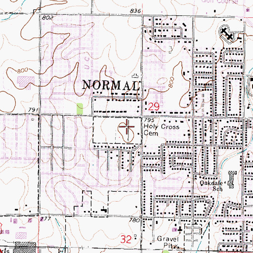 Topographic Map of Holy Cross Cemetery, IL
