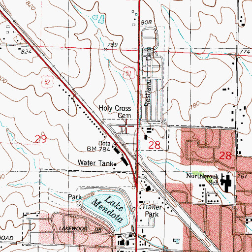 Topographic Map of Holy Cross Cemetery, IL