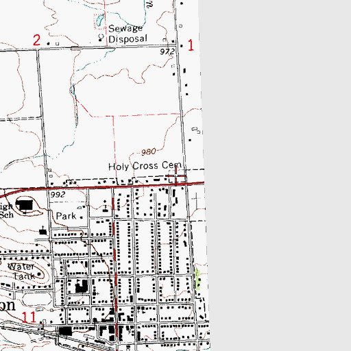 Topographic Map of Holy Cross Catholic Cemetery, IL
