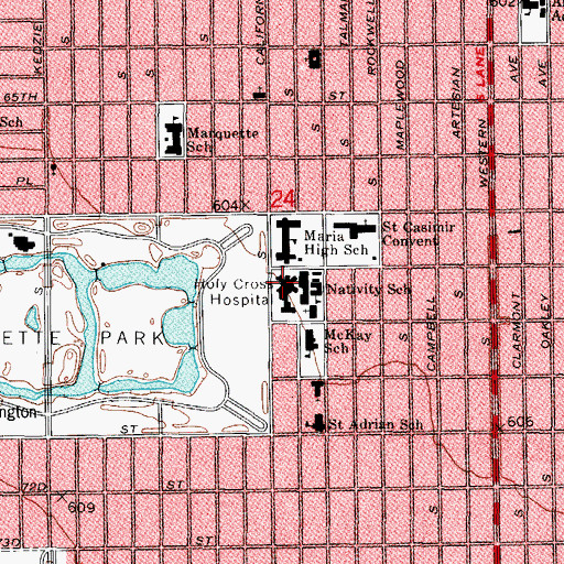 Topographic Map of Holy Cross Hospital, IL