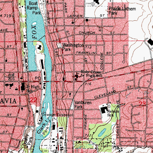 Topographic Map of Holy Cross Junior High School (historical), IL