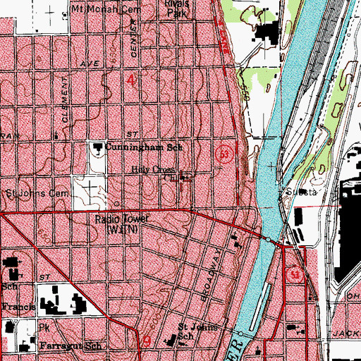 Topographic Map of Holy Cross School, IL