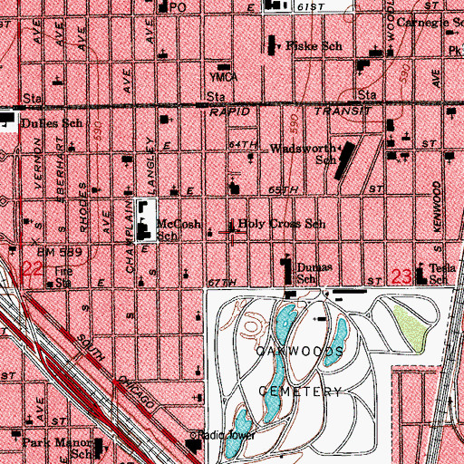 Topographic Map of Holy Cross School, IL