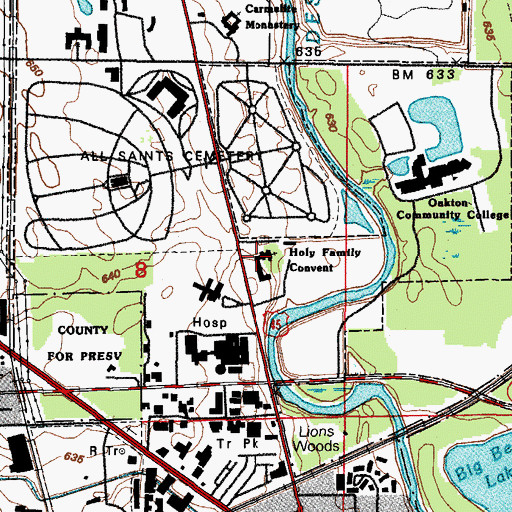 Topographic Map of Holy Family Convent, IL