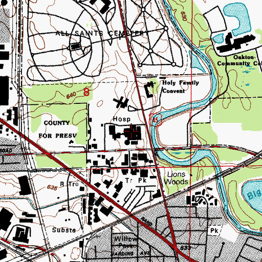 Topographic Map of Holy Family Medical Center, IL