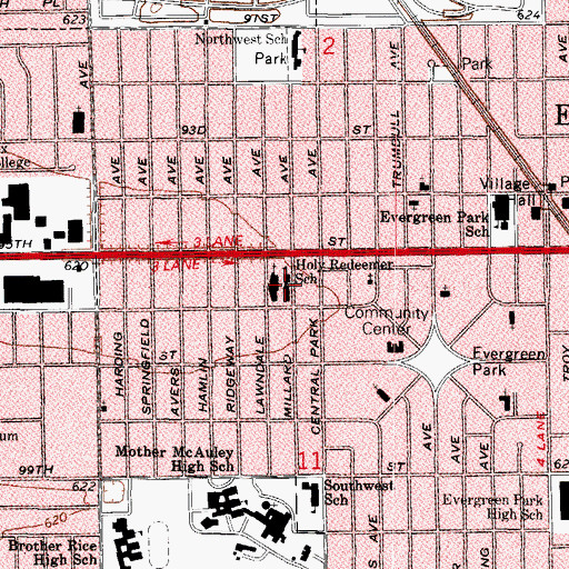 Topographic Map of Holy Redeemer School, IL