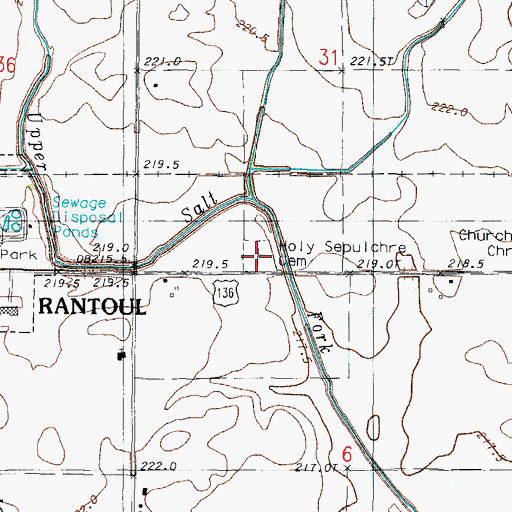 Topographic Map of Holy Sepulchre Cemetery, IL