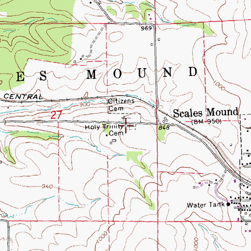 Topographic Map of Holy Trinity Cemetery, IL