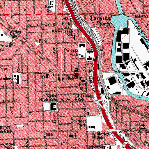 Topographic Map of Holy Trinity High School, IL