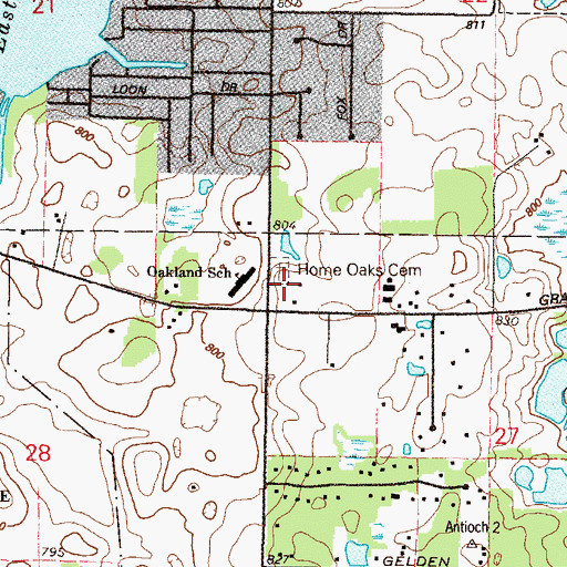 Topographic Map of Home Oaks Cemetery, IL