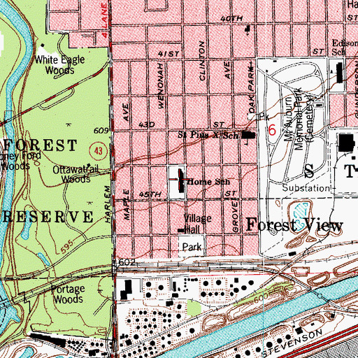 Topographic Map of Home Elementary School, IL