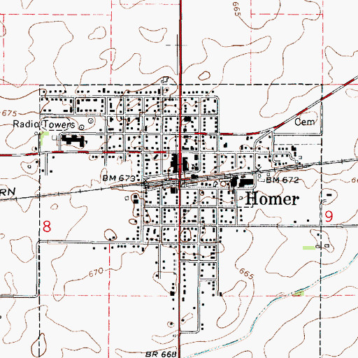 Topographic Map of Homer, IL