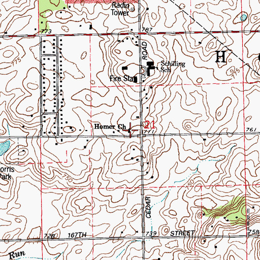 Topographic Map of Homer Congregational Church, IL