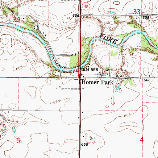Topographic Map of Homer Park, IL
