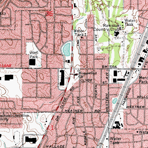 Topographic Map of Homewood Baptist Church, IL