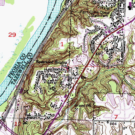 Topographic Map of Homewood Heights Elementary School, IL