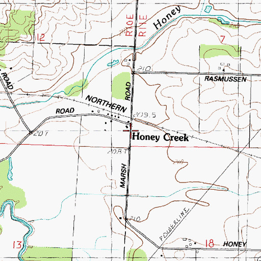 Topographic Map of Honey Creek, IL