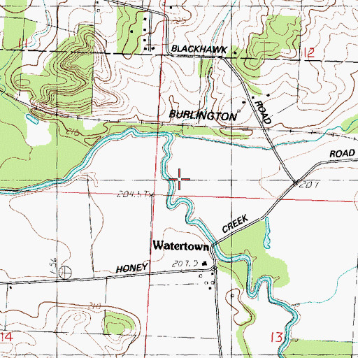 Topographic Map of Honey Creek, IL
