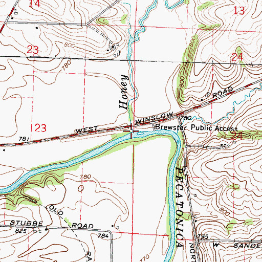 Topographic Map of Honey Creek, IL