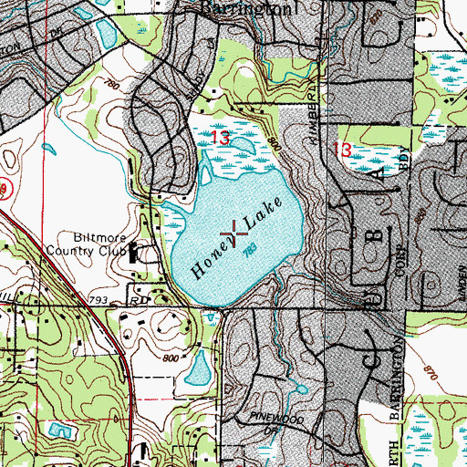 Topographic Map of Honey Lake, IL