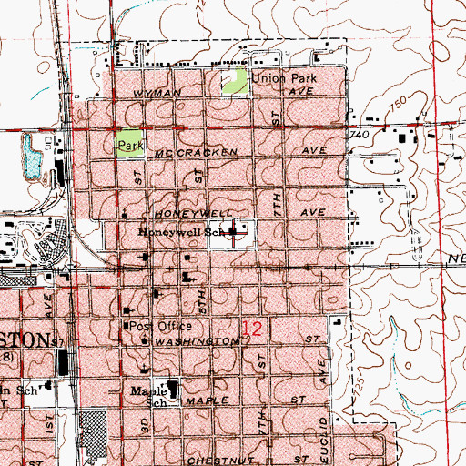 Topographic Map of Honeywell Elementary School, IL