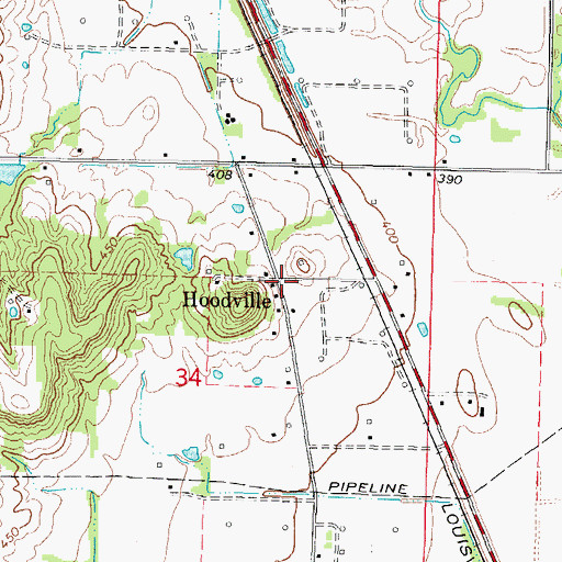 Topographic Map of Hoodville, IL