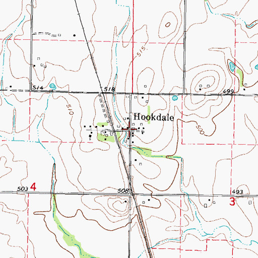 Topographic Map of Hookdale, IL