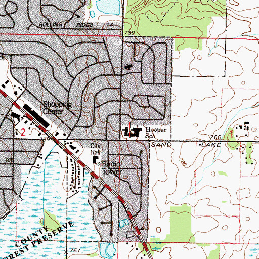 Topographic Map of B J Hooper Elementary School, IL