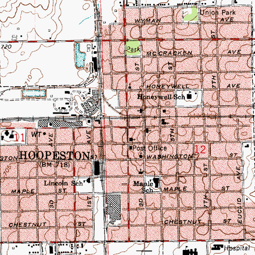 Topographic Map of Hoopeston, IL