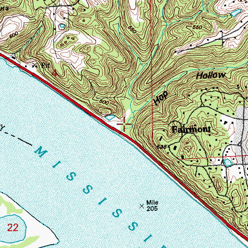 Topographic Map of Hop Hollow, IL