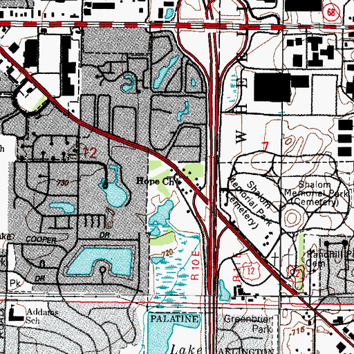 Topographic Map of Hope Church, IL