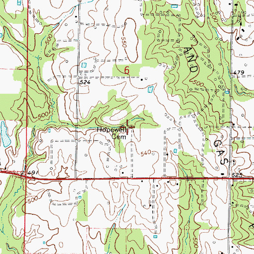 Topographic Map of Hopewell Cemetery, IL