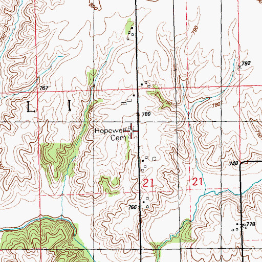 Topographic Map of Hopewell Cemetery, IL