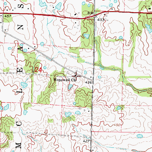 Topographic Map of Hopewell Church, IL