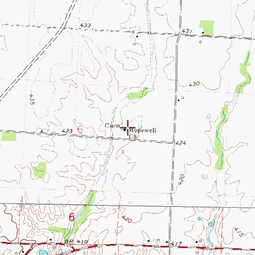 Topographic Map of Hopewell Church, IL