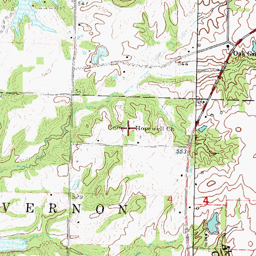 Topographic Map of Hopewell Church, IL